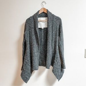 Anthropologie Wool Flared Cardigan in Heathered Gray/black